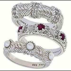 Like New Judith Ripka 3 Piece Stack Ring Set Size 6 Estate Inspired Orig$450+